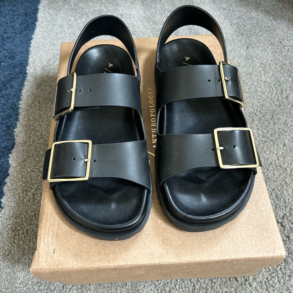 Anthropology Square buckle sandals Size 6/37
